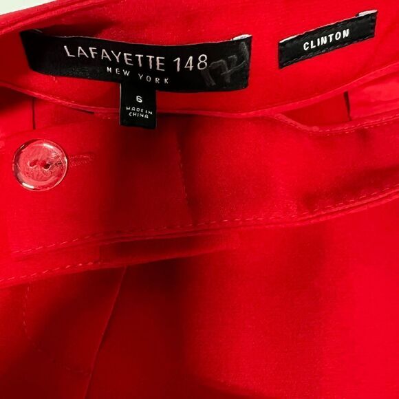 Lafayette 148 New York Clinton Cuffed Pants Red Creased Trousers Size 6 - Picture 11 of 16